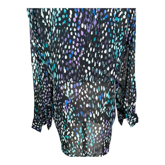 Banana Republic Black Printed Sheer Long Sleeves Button Down Blouse Size PS - Picture 9 of 15